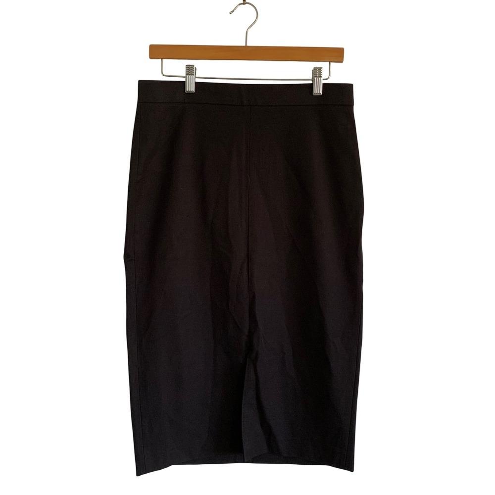 Banana Republic Black High Waisted Front Slit Pencil Skirt 10 506675-00 Gold Zip